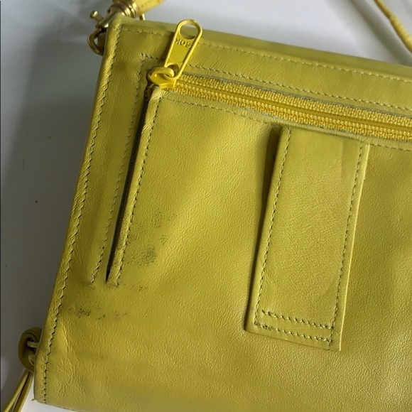 Vintage genuine sunflower leather yellow wallet crossbody bag - Picture 8 of 10